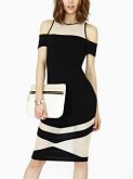 Vestido Preto/Branco Geométrico