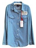 Camisa Jeans Feminina Manga Longa